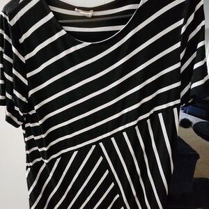 XL Black and White Stripes Blouse